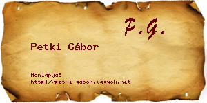 Petki Gábor névjegykártya
